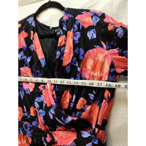 Suite 7 Dress 14w Womens Pink Ruched Wrap Cap Sleeve Cap Sleeve Formal Ruffle - Picture 11 of 13